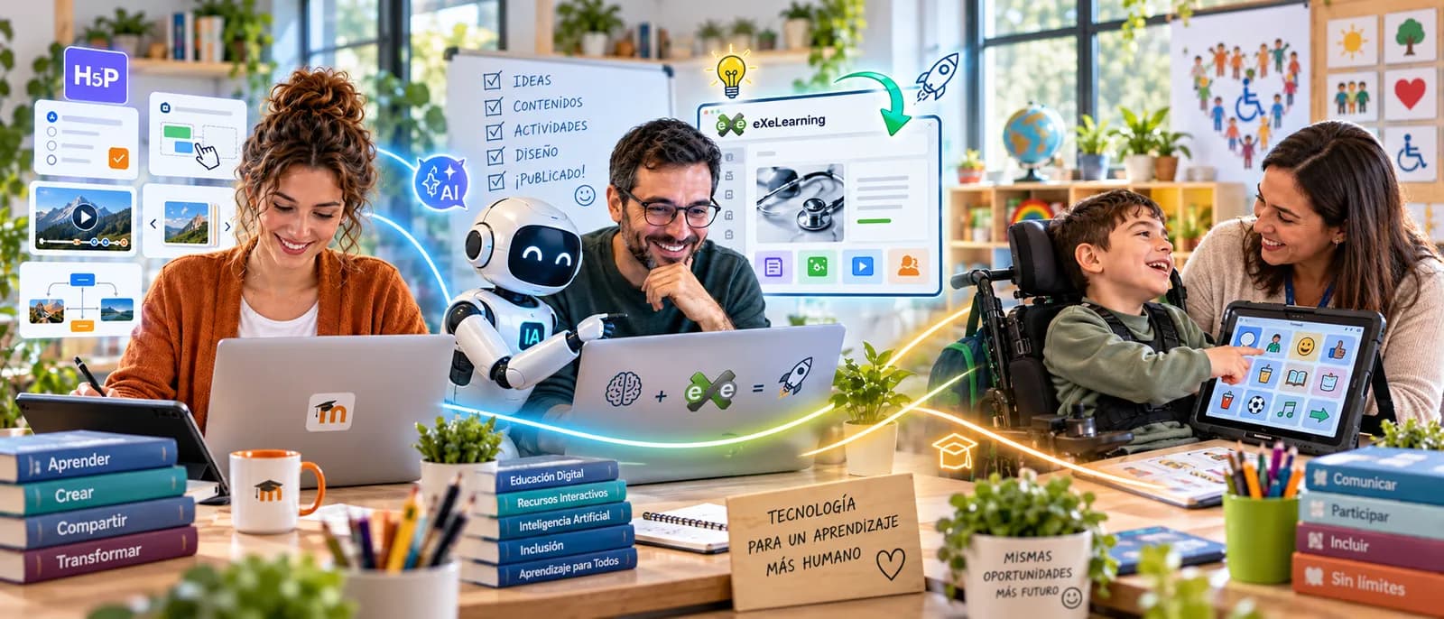 Pack 3 Cursos Universitarios: IA con eXeLearning, H5P e IA para Moodle, y atención educativa con SAAC