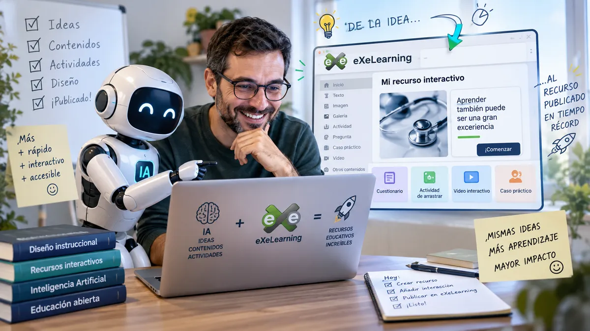 Portada del curso Inteligencia Artificial y eXeLearning: Crea Recursos Educativos Interactivos en Tiempo Récord